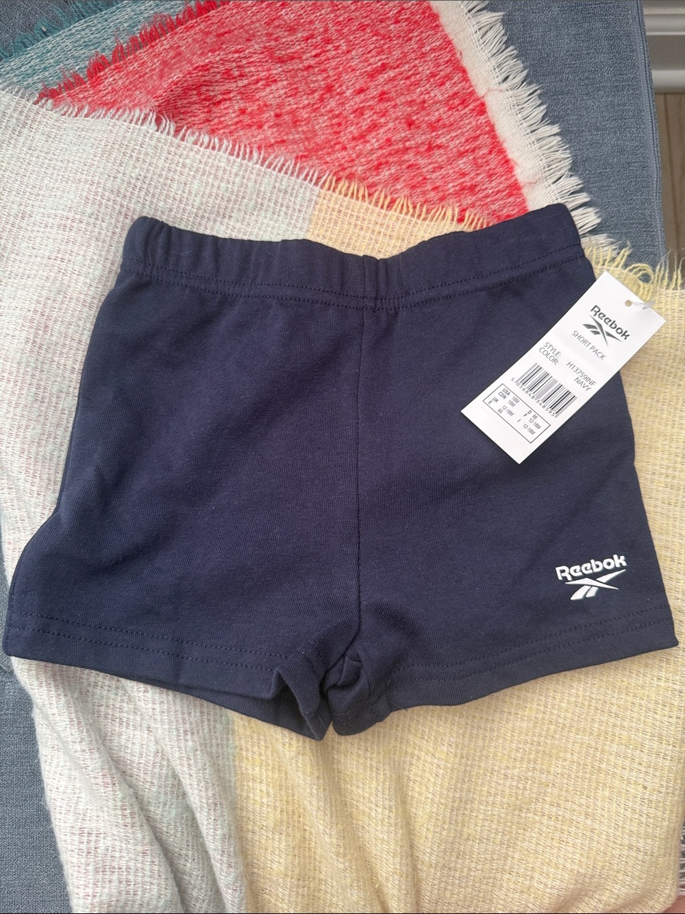 Reebok Navy Blue Kids Stretch Athletic Shorts